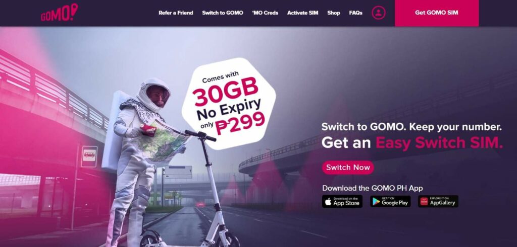 GOMO SIM Homepage