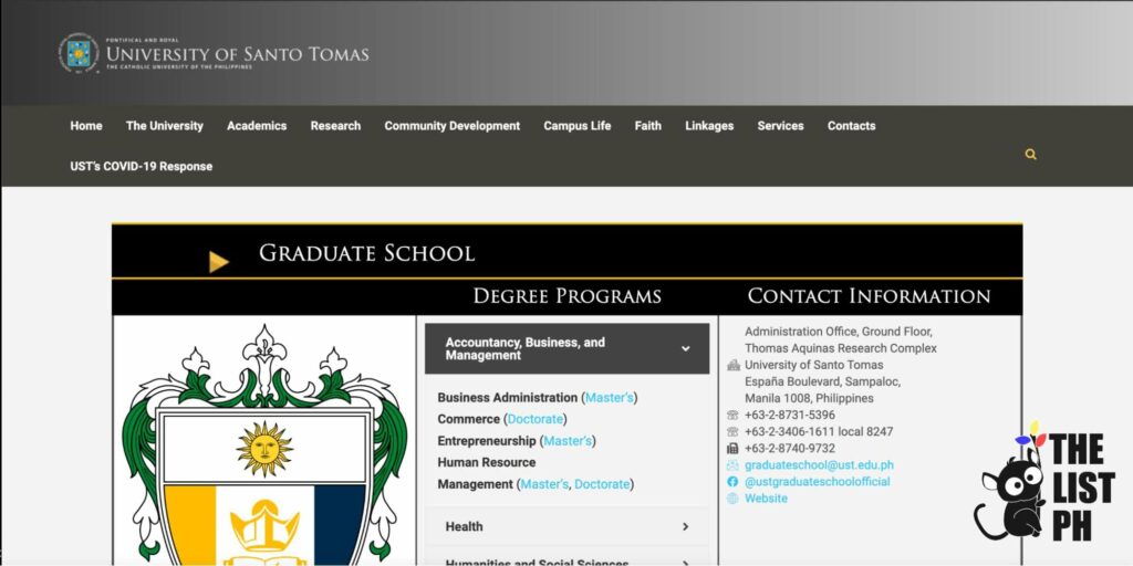 University of Santo Tomas Graduate School Homepage