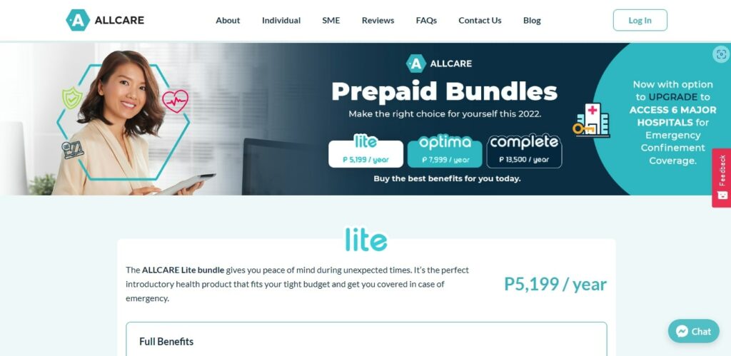 ALLCARE Prepaid Bundles (LiteOptimaComplete) Homepage