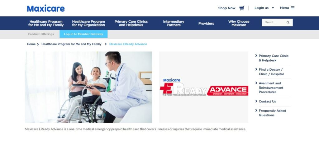 Maxicare EReady Advance Homepage