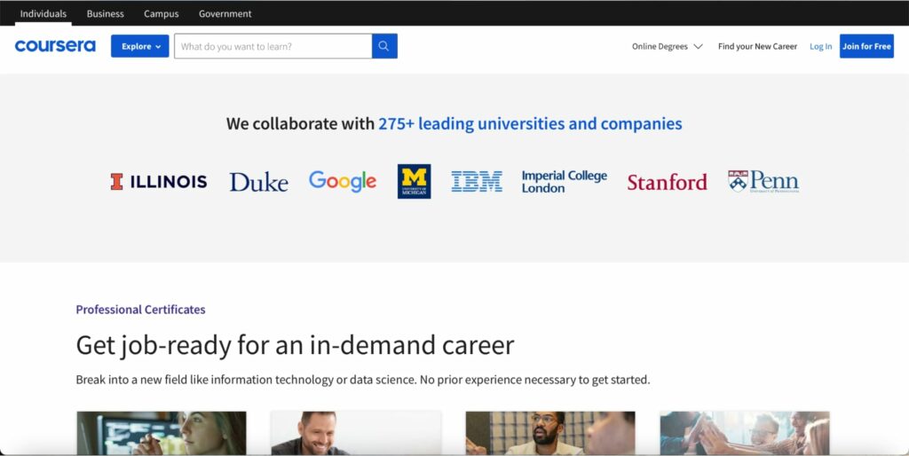 Coursera Homepage