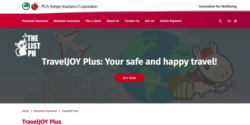 PGA Sompo Travel Insurance – TravelJOY Plus Homepage