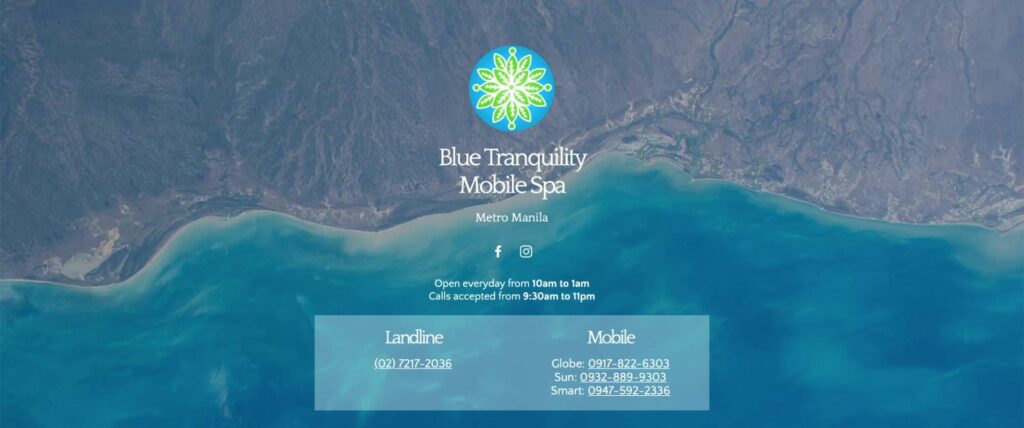Blue Tranquility Mobile Spa Homepage