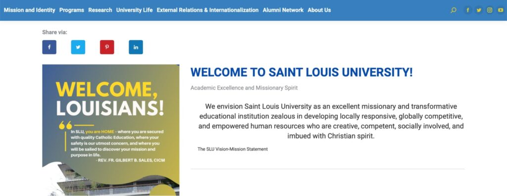 Saint Louis University, Baguio City Homepage