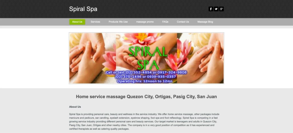 Spiral Spa Homepage