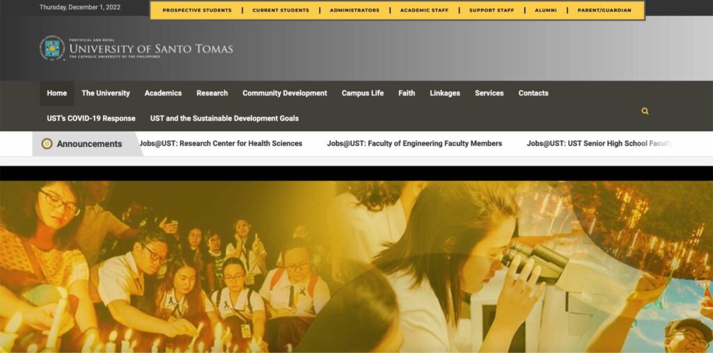 University of Santo Tomas Homepage