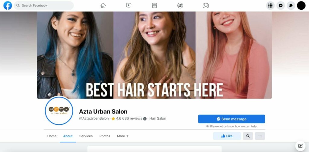 Azta Urban Salon Homepage