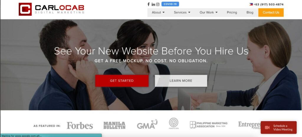 Carl Ocab Digital Marketing Homepage