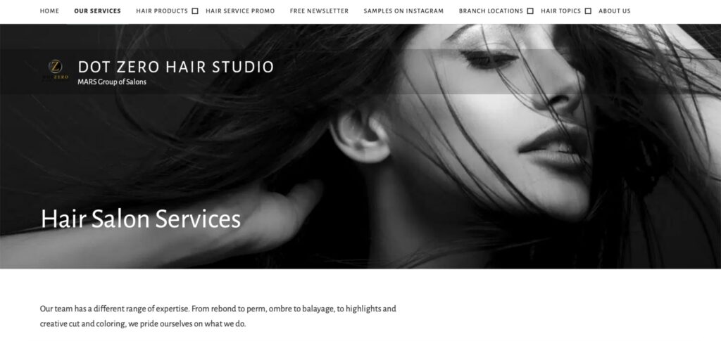 DOT Zero Hair Studio Homepage