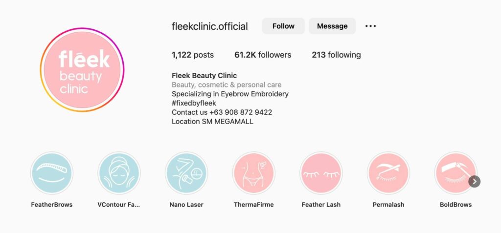 Fleek Beauty Clinic Homepage
