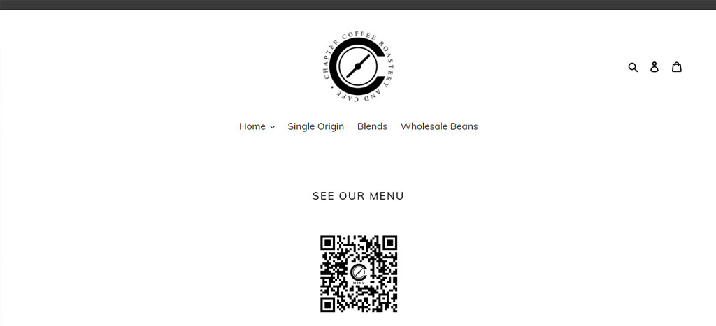 Chapter Coffee & Roastery Cafe Homepage