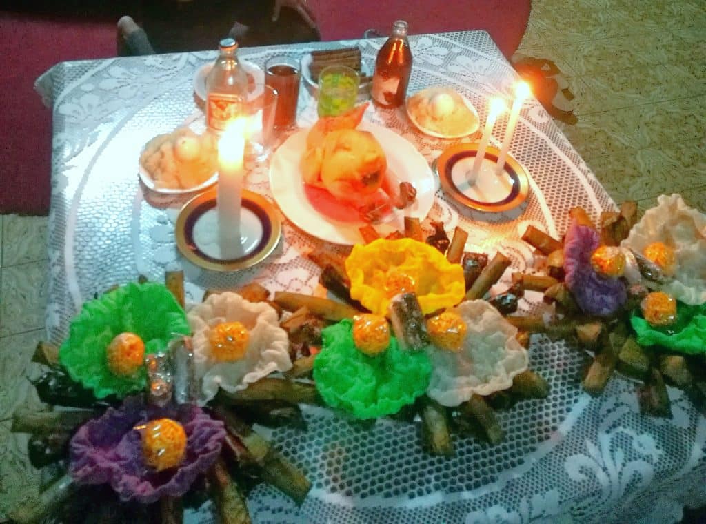 To ward off spirits, leave food offerings